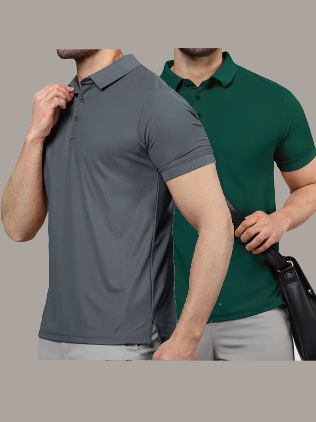 Dark Grey & Green Polo T-Shirts Combo Pack