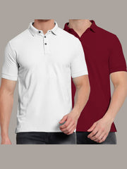 White & Maroon Polo T-Shirts Combo Pack