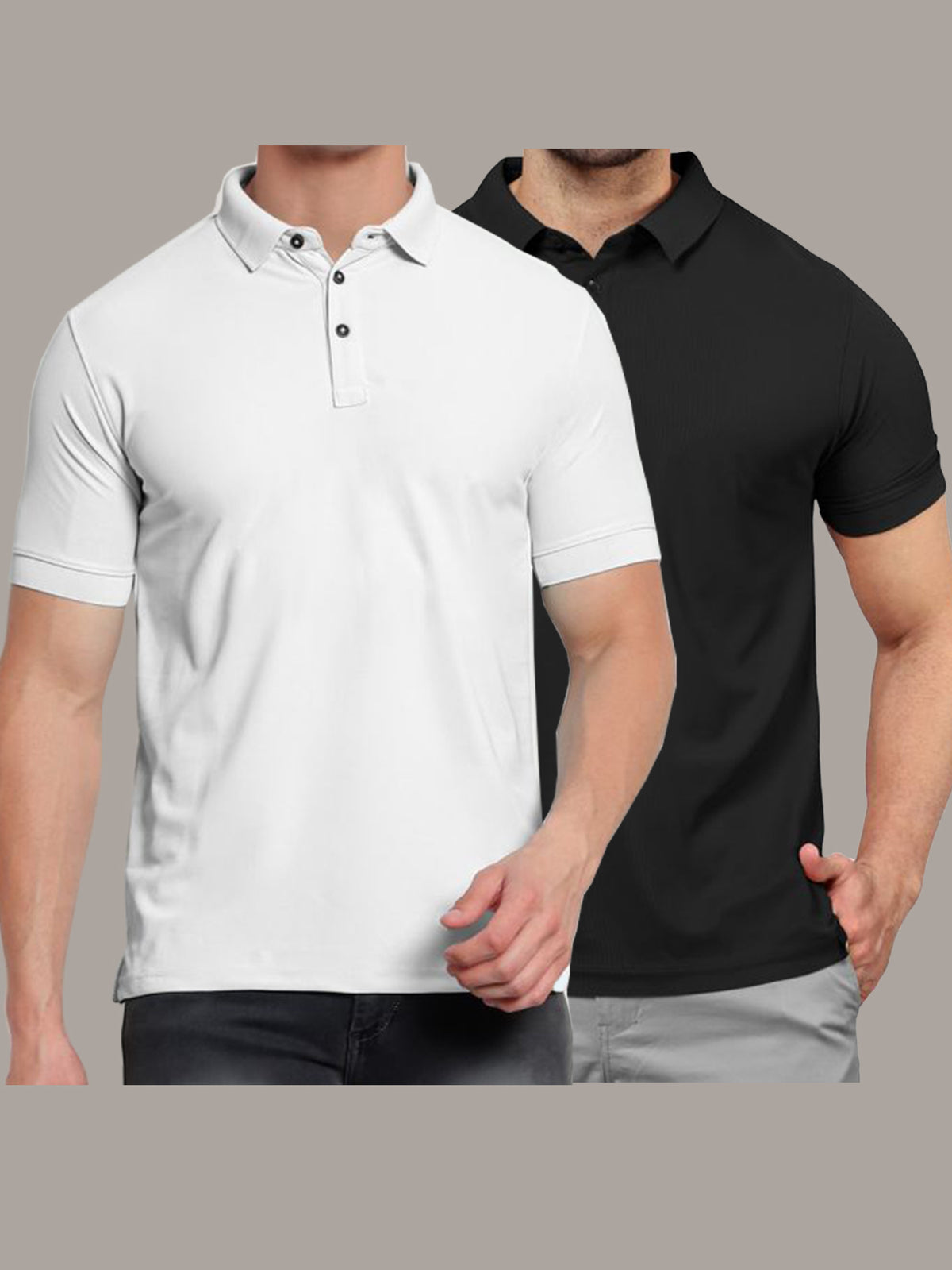 White & Black Polo T-Shirts Combo Pack