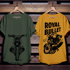 Motorcycle & Royal Bullet Combo T-Shirts (Pack Of 2)