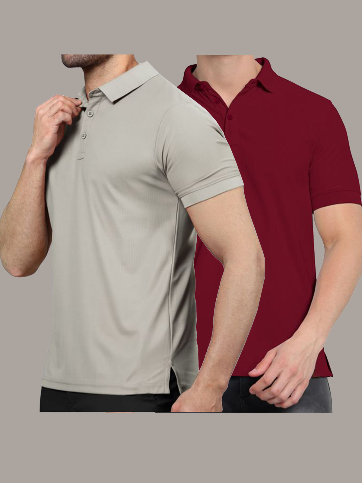 Light Grey & Maroon Polo T-Shirts Combo Pack