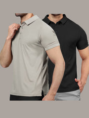 Light Grey & Black Polo T-Shirts Combo Pack