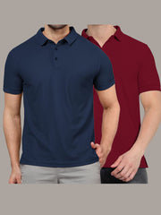 Blue & Maroon Polo T-Shirts Combo Pack