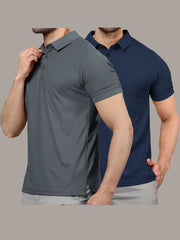 Dark Grey & Blue Polo T-Shirts Combo Pack