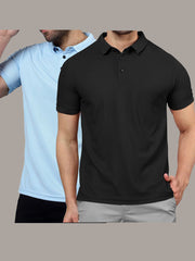 Mint Blue & Black Polo T-Shirts Combo Pack