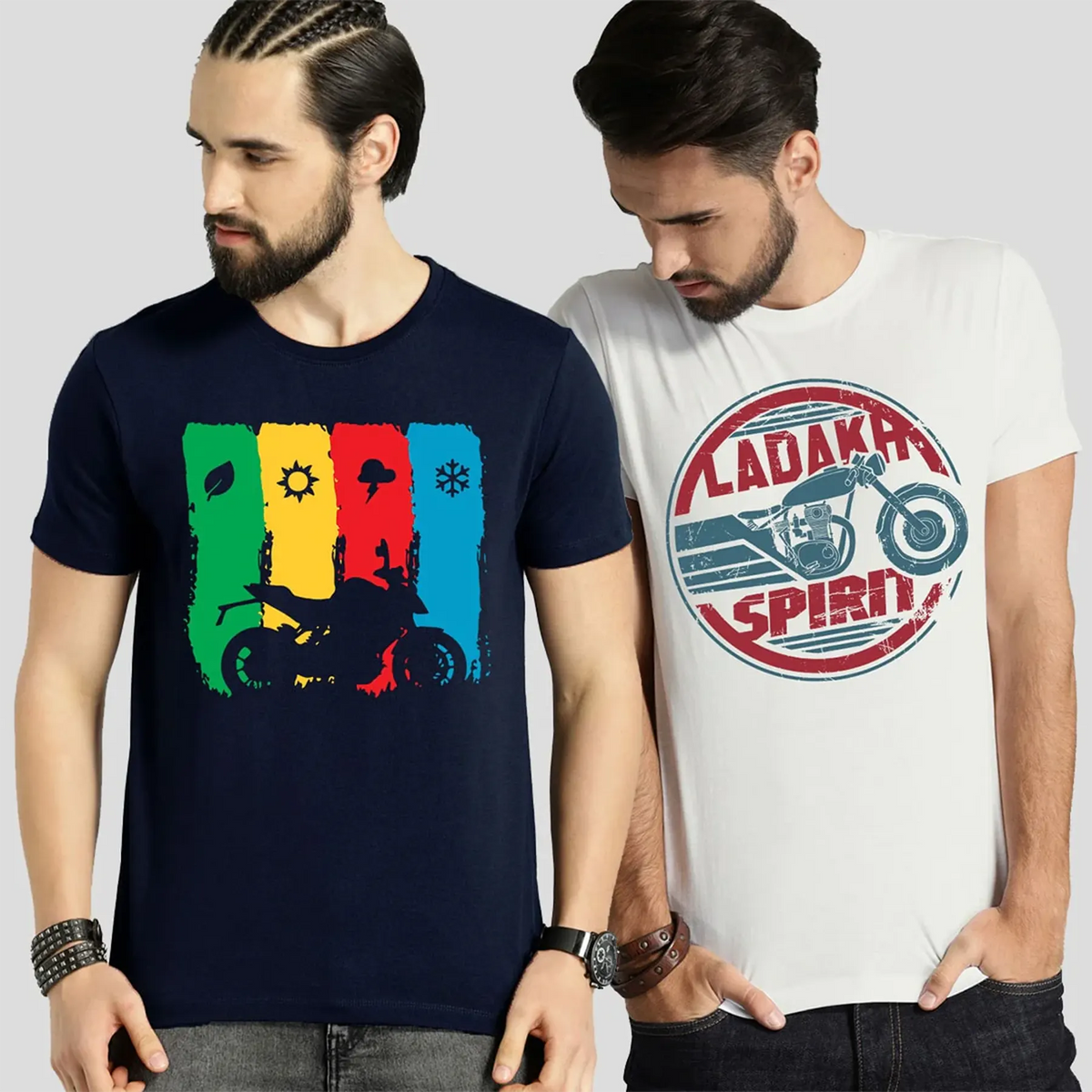 Ladakh Spirit & Ladakh Trippy Flag Art Graphic T-Shirts