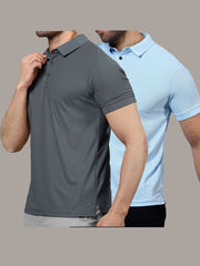 Dark Grey & Mint Blue Polo T-Shirts Combo Pack