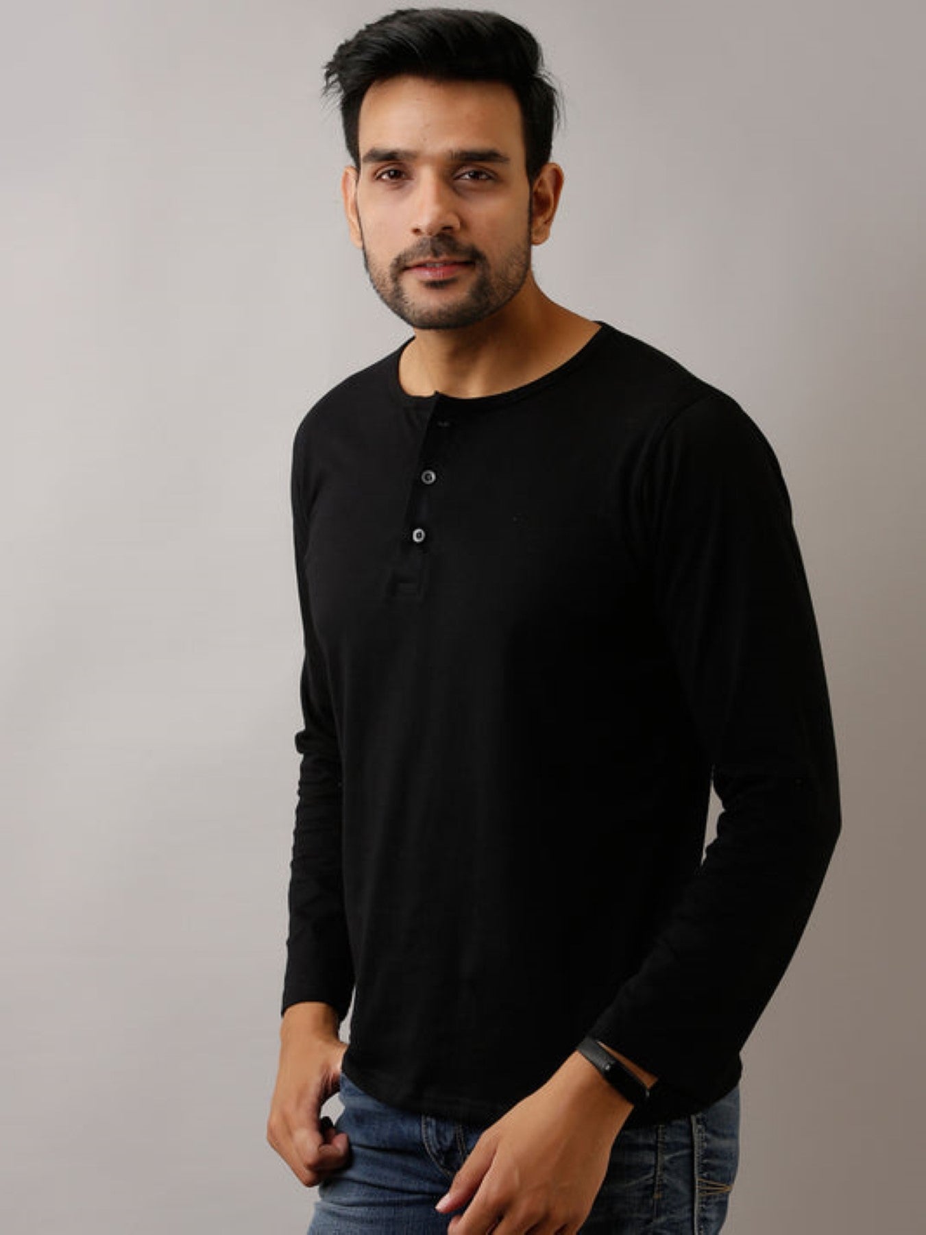 Stylish Full Sleeves Henley T-Shirt