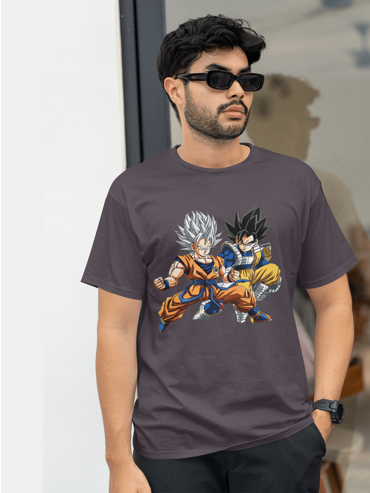 Goku and Vegeta Grey T-Shirt