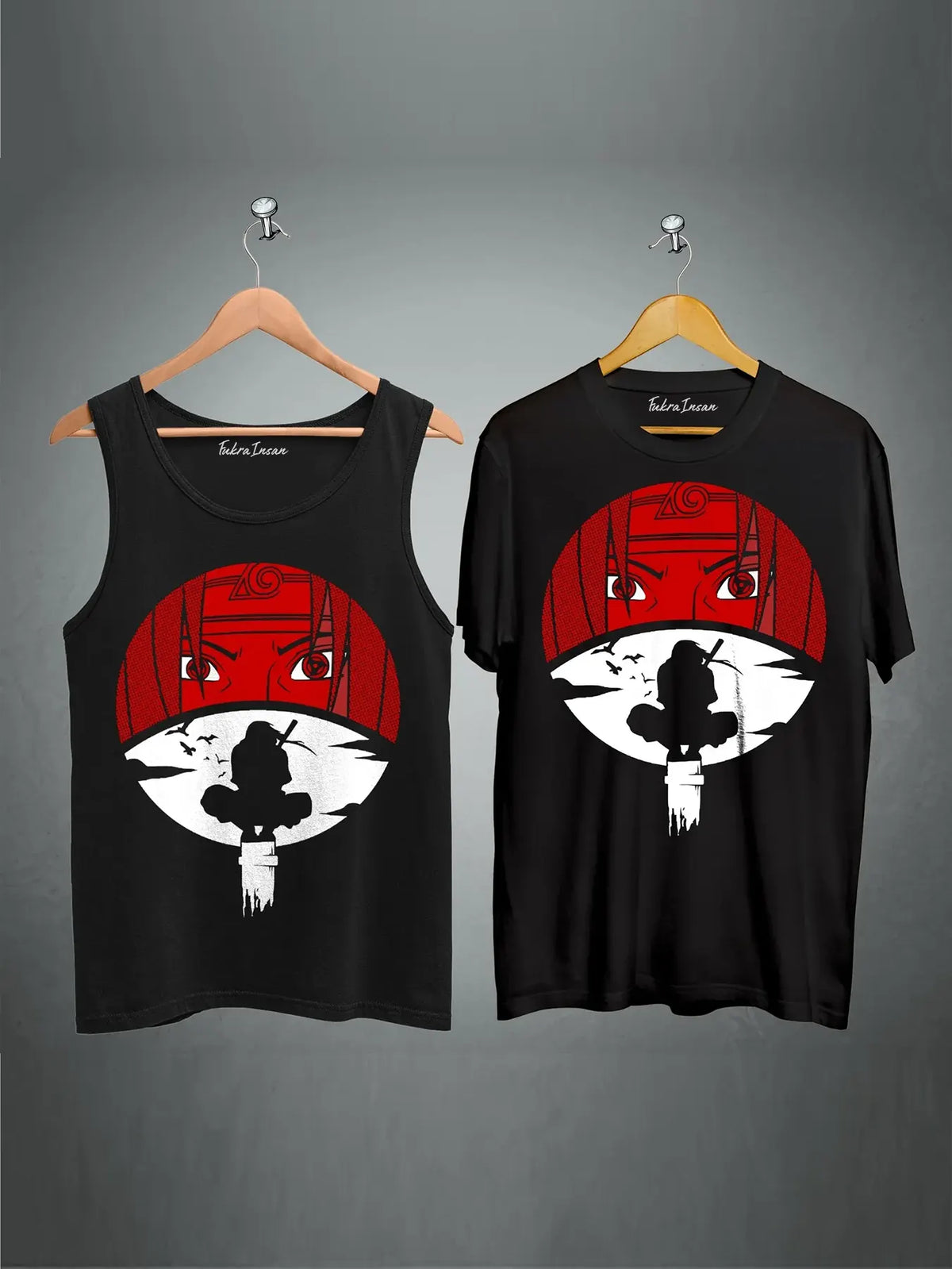 Itachi Uchiha Black Tank Top And T-Shirt Combo