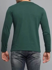 Stylish Olive Green Round Neck Full Sleeves T-Shirt