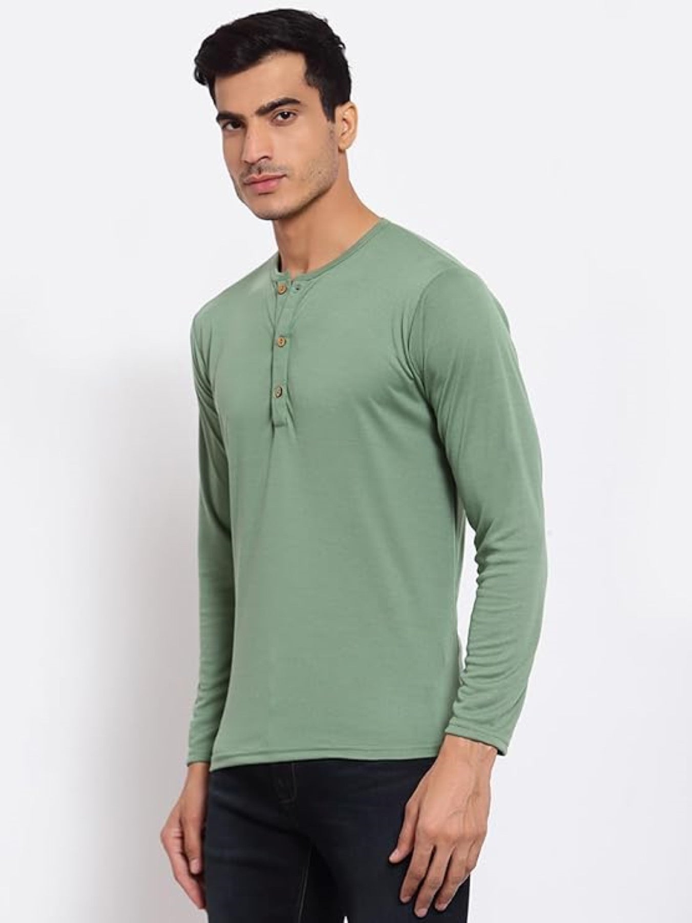 Plain Teal Blue & Sea Green Henley T-Shirts Combo Pack