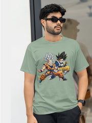 Goku and Vegeta Sea Green T-Shirt