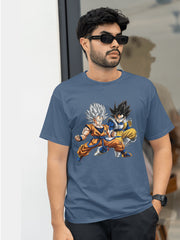 Goku and Vegeta Teal Blue T-Shirt