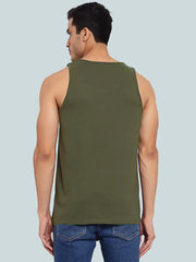 Black & Olive Green Solid Gym Vest