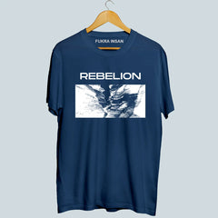 Rebelion Teal Blue Printed T-Shirt